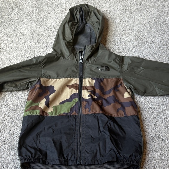 The North Face Kids Camo Raincoat - Olive and Black - Picture 1 of 5